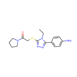 CCn1c(SCC(=O)N2CCCC2)nnc1-c1ccc(N)cc1 ZINC000000469353