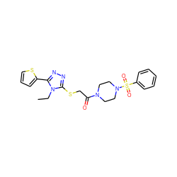 CCn1c(SCC(=O)N2CCN(S(=O)(=O)c3ccccc3)CC2)nnc1-c1cccs1 ZINC000002725932