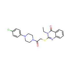 CCn1c(SCC(=O)N2CCN(c3ccc(Cl)cc3)CC2)nc2ccccc2c1=O ZINC000000624829