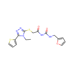 CCn1c(SCC(=O)NC(=O)NCc2ccco2)nnc1-c1cccs1 ZINC000003466168