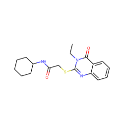 CCn1c(SCC(=O)NC2CCCCC2)nc2ccccc2c1=O ZINC000000620554