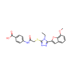 CCn1c(SCC(=O)Nc2ccc(C(=O)O)cc2)nnc1-c1cc2cccc(OC)c2o1 ZINC000009260679