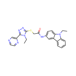 CCn1c(SCC(=O)Nc2ccc3c(c2)c2ccccc2n3CC)nnc1-c1cnccn1 ZINC000002865605