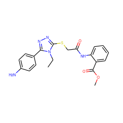 CCn1c(SCC(=O)Nc2ccccc2C(=O)OC)nnc1-c1ccc(N)cc1 ZINC000000624543