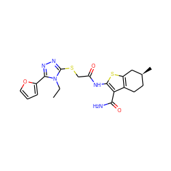 CCn1c(SCC(=O)Nc2sc3c(c2C(N)=O)CC[C@H](C)C3)nnc1-c1ccco1 ZINC000003389054