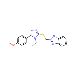 CCn1c(SCc2nc3ccccc3[nH]2)nnc1-c1ccc(OC)cc1 ZINC000002443565