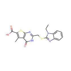 CCn1c(SCc2nc3sc(C(=O)O)c(C)c3c(=O)[nH]2)nc2ccccc21 ZINC000008580851