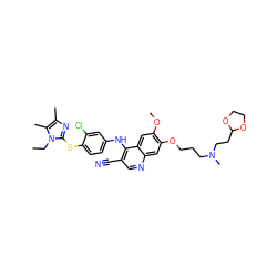 CCn1c(Sc2ccc(Nc3c(C#N)cnc4cc(OCCCN(C)CCC5OCCO5)c(OC)cc34)cc2Cl)nc(C)c1C ZINC000049898328