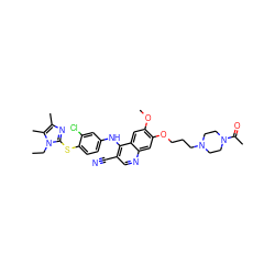 CCn1c(Sc2ccc(Nc3c(C#N)cnc4cc(OCCCN5CCN(C(C)=O)CC5)c(OC)cc34)cc2Cl)nc(C)c1C ZINC000049898754