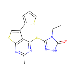 CCn1c(Sc2nc(C)nc3scc(-c4cccs4)c23)n[nH]c1=O ZINC000004198376