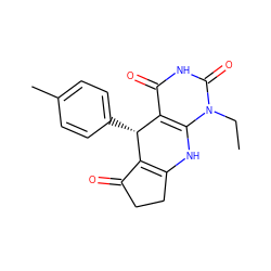 CCn1c2c(c(=O)[nH]c1=O)[C@@H](c1ccc(C)cc1)C1=C(CCC1=O)N2 ZINC001772643185