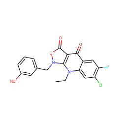 CCn1c2cc(Cl)c(F)cc2c(=O)c2c(=O)on(Cc3cccc(O)c3)c21 ZINC000040424017