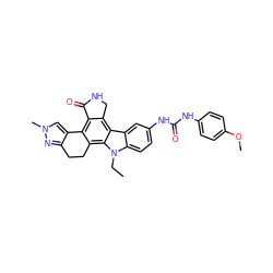 CCn1c2ccc(NC(=O)Nc3ccc(OC)cc3)cc2c2c3c(c4c(c21)CCc1nn(C)cc1-4)C(=O)NC3 ZINC000036338925