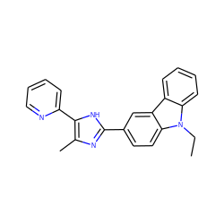 CCn1c2ccccc2c2cc(-c3nc(C)c(-c4ccccn4)[nH]3)ccc21 ZINC000013490277