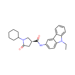 CCn1c2ccccc2c2cc(NC(=O)[C@H]3CC(=O)N(C4CCCCC4)C3)ccc21 ZINC000014959412