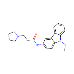 CCn1c2ccccc2c2cc(NC(=O)CCN3CCCC3)ccc21 ZINC000013490269