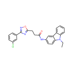 CCn1c2ccccc2c2cc(NC(=O)CCc3nc(-c4cccc(Cl)c4)no3)ccc21 ZINC000040975305