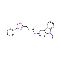 CCn1c2ccccc2c2cc(NC(=O)CCc3nc(-c4ccccc4)no3)ccc21 ZINC000040973188