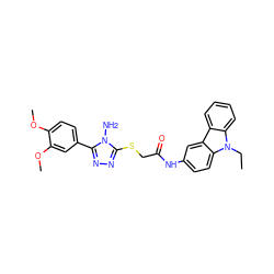 CCn1c2ccccc2c2cc(NC(=O)CSc3nnc(-c4ccc(OC)c(OC)c4)n3N)ccc21 ZINC000002337151