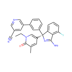 CCn1cc([C@@]2(c3cccc(-c4cncc(C#N)c4)c3)N=C(N)c3c(F)cccc32)cc(C)c1=O ZINC000095574042