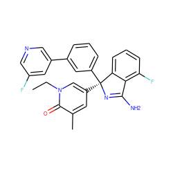 CCn1cc([C@@]2(c3cccc(-c4cncc(F)c4)c3)N=C(N)c3c(F)cccc32)cc(C)c1=O ZINC000095579606