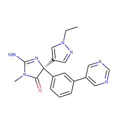 CCn1cc([C@@]2(c3cccc(-c4cncnc4)c3)N=C(N)N(C)C2=O)cn1 ZINC000072181807