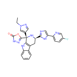 CCn1cc([C@@]2(c3n[nH]c(=O)o3)N[C@@H](c3ncc(-c4ccc(F)cn4)[nH]3)Cc3c2[nH]c2ccccc32)cn1 ZINC000140092008