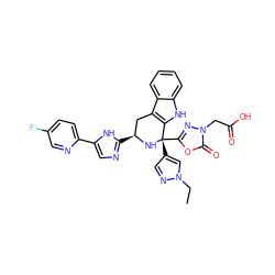 CCn1cc([C@@]2(c3nn(CC(=O)O)c(=O)o3)N[C@@H](c3ncc(-c4ccc(F)cn4)[nH]3)Cc3c2[nH]c2ccccc32)cn1 ZINC000473130747