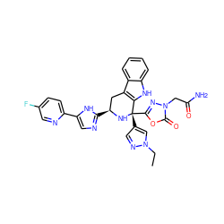 CCn1cc([C@@]2(c3nn(CC(N)=O)c(=O)o3)N[C@@H](c3ncc(-c4ccc(F)cn4)[nH]3)Cc3c2[nH]c2ccccc32)cn1 ZINC000473132687