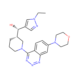 CCn1cc([C@@H](O)[C@H]2CCCN(c3nnnc4cc(N5CCOCC5)ccc34)C2)cn1 ZINC000148332291