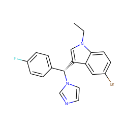 CCn1cc([C@@H](c2ccc(F)cc2)n2ccnc2)c2cc(Br)ccc21 ZINC000026995632