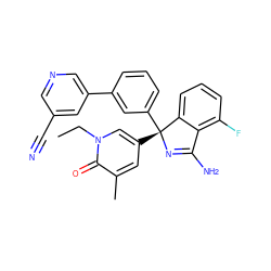 CCn1cc([C@]2(c3cccc(-c4cncc(C#N)c4)c3)N=C(N)c3c(F)cccc32)cc(C)c1=O ZINC000095574043