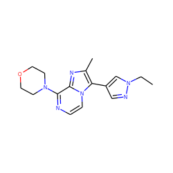 CCn1cc(-c2c(C)nc3c(N4CCOCC4)nccn23)cn1 ZINC000147494123