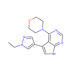 CCn1cc(-c2c[nH]c3ncnc(N4CCOCC4)c23)cn1 ZINC000224865946