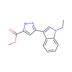 CCn1cc(-c2cc(C(=O)OC)[nH]n2)c2ccccc21 ZINC000205876828