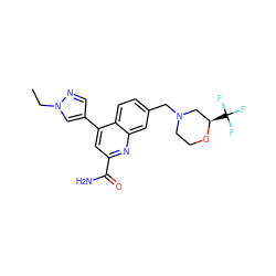 CCn1cc(-c2cc(C(N)=O)nc3cc(CN4CCO[C@H](C(F)(F)F)C4)ccc23)cn1 ZINC000205643507