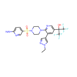 CCn1cc(-c2cc(C(O)(C(F)(F)F)C(F)(F)F)cnc2N2CCN(S(=O)(=O)c3ccc(N)nc3)CC2)cn1 ZINC000299830384