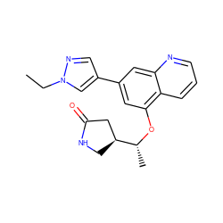 CCn1cc(-c2cc(O[C@H](C)[C@H]3CNC(=O)C3)c3cccnc3c2)cn1 ZINC000147829066