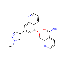 CCn1cc(-c2cc(OCc3ncccc3C(N)=O)c3cccnc3c2)cn1 ZINC000147822884