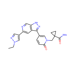 CCn1cc(-c2cc3c(-c4ccc(=O)n(CC5(C(N)=O)CC5)c4)n[nH]c3cn2)cn1 ZINC000205262437