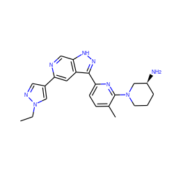 CCn1cc(-c2cc3c(-c4ccc(C)c(N5CCC[C@H](N)C5)n4)n[nH]c3cn2)cn1 ZINC000205245091