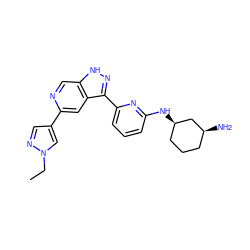 CCn1cc(-c2cc3c(-c4cccc(N[C@@H]5CCC[C@H](N)C5)n4)n[nH]c3cn2)cn1 ZINC000205262880