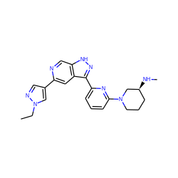 CCn1cc(-c2cc3c(-c4cccc(N5CCC[C@H](NC)C5)n4)n[nH]c3cn2)cn1 ZINC000205248693