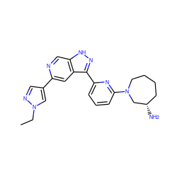 CCn1cc(-c2cc3c(-c4cccc(N5CCCC[C@H](N)C5)n4)n[nH]c3cn2)cn1 ZINC000205267134