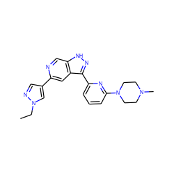 CCn1cc(-c2cc3c(-c4cccc(N5CCN(C)CC5)n4)n[nH]c3cn2)cn1 ZINC000205261809