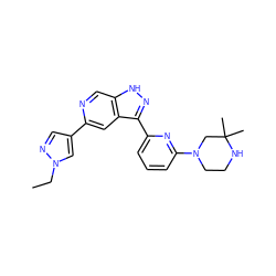 CCn1cc(-c2cc3c(-c4cccc(N5CCNC(C)(C)C5)n4)n[nH]c3cn2)cn1 ZINC000205243369