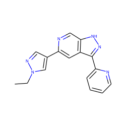 CCn1cc(-c2cc3c(-c4ccccn4)n[nH]c3cn2)cn1 ZINC000205242425