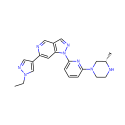 CCn1cc(-c2cc3c(cn2)cnn3-c2cccc(N3CCN[C@@H](C)C3)n2)cn1 ZINC000211037215