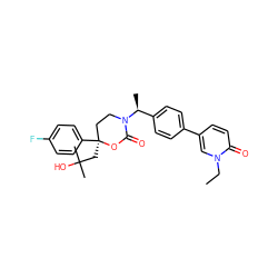 CCn1cc(-c2ccc([C@H](C)N3CC[C@](CC(C)(C)O)(c4ccc(F)cc4)OC3=O)cc2)ccc1=O ZINC000096178529