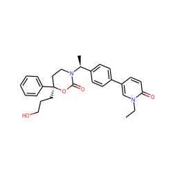 CCn1cc(-c2ccc([C@H](C)N3CC[C@](CCCO)(c4ccccc4)OC3=O)cc2)ccc1=O ZINC000096178515